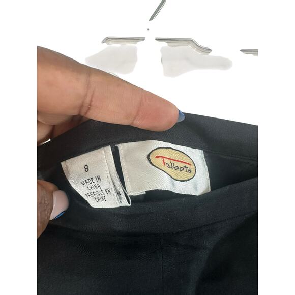 Talbots Trouser Pants Black Embroidered Floral Print Silk Mature Dressy Size 8‎ - Picture 2 of 12